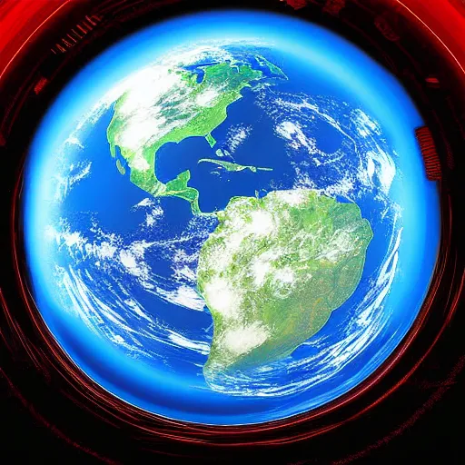 Prompt: planet earth through a window in space, digital art