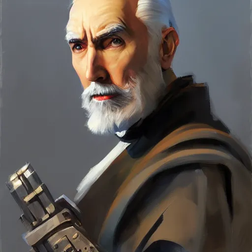 Image similar to greg manchess portrait painting of armored count dooku as overwatch character, medium shot, asymmetrical, profile picture, organic painting, sunny day, matte painting, bold shapes, hard edges, street art, trending on artstation, by huang guangjian and gil elvgren and sachin teng