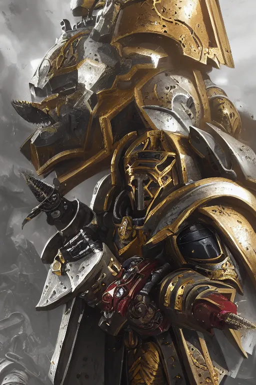 Image similar to armor portrait heros warhammer 4 0 k horus heresy fanart - the primarchs emperor by johannes helgeson animated with vfx concept artist & illustrator global illumination ray tracing hdr fanart arstation zbrush central hardmesh 8 k octane renderer comics stylized