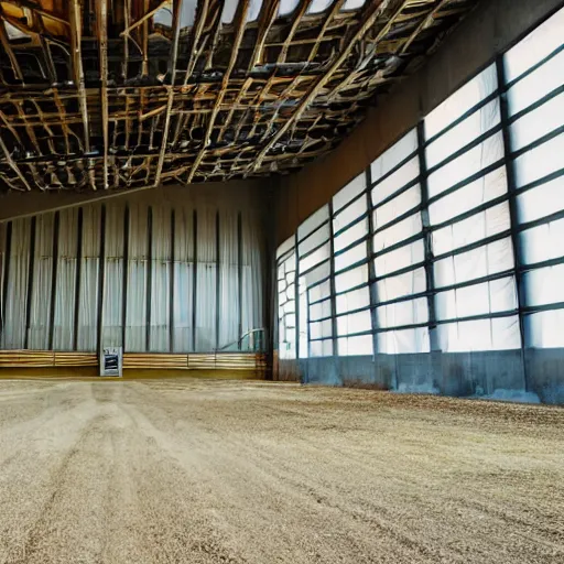 Prompt: inside the Grain Storage Building, pov