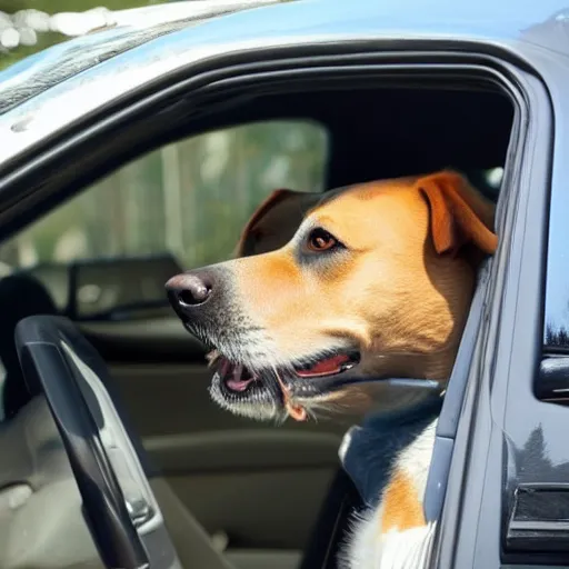 Image similar to dog is driving