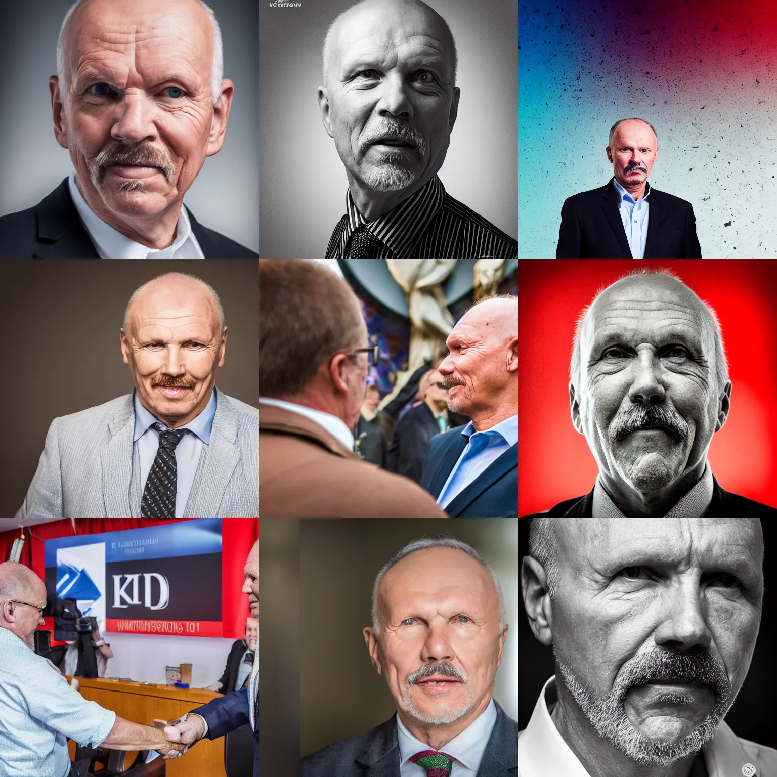 Prompt: headshot of janusz korwin - mikke as the president of the united shaking someones hand, eos - 1 d, f / 1. 4, iso 2 0 0, 1 / 1 6 0 s, 8 k, raw, unedited, symmetrical balance, in - frame, photoshop, nvidia, topaz ai