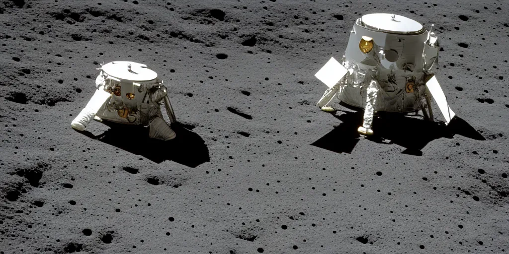 Prompt: lunar lander photos by alan bean