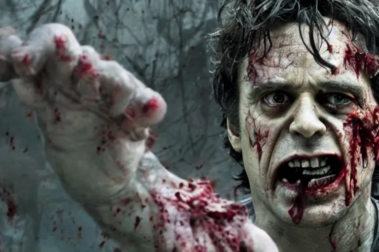 Image similar to film still of zombie Bruce Banner as a zombie in new avengers movie, 4k