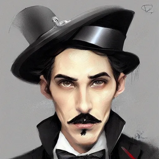 Image similar to dapper fancy luigi wearing a top hat, smirking deviously, painted by greg rutkowski, wlop, artgerm, dishonored 2