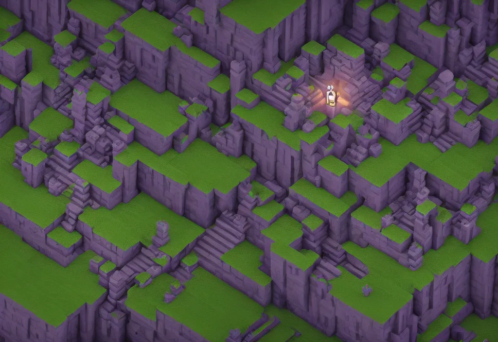 Image similar to a single isometric voxel castle arcane , cinematic lighting, 4k