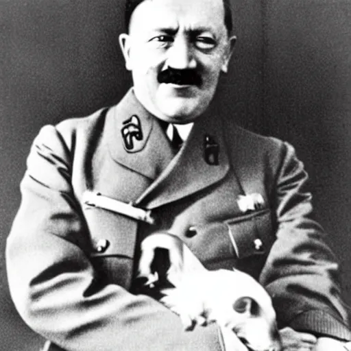 Image similar to hitler with a guinea pig, colored, hd, realistic,