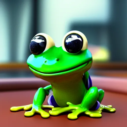 Prompt: cute frog running late for school, octane render, cute