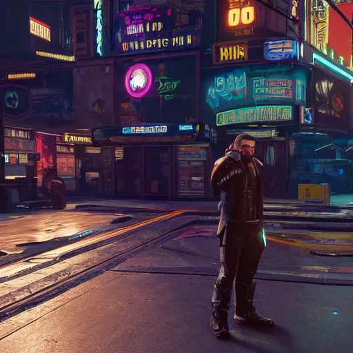 Image similar to male orthodox jew with paces in cyberpunk 2 0 7 7 game