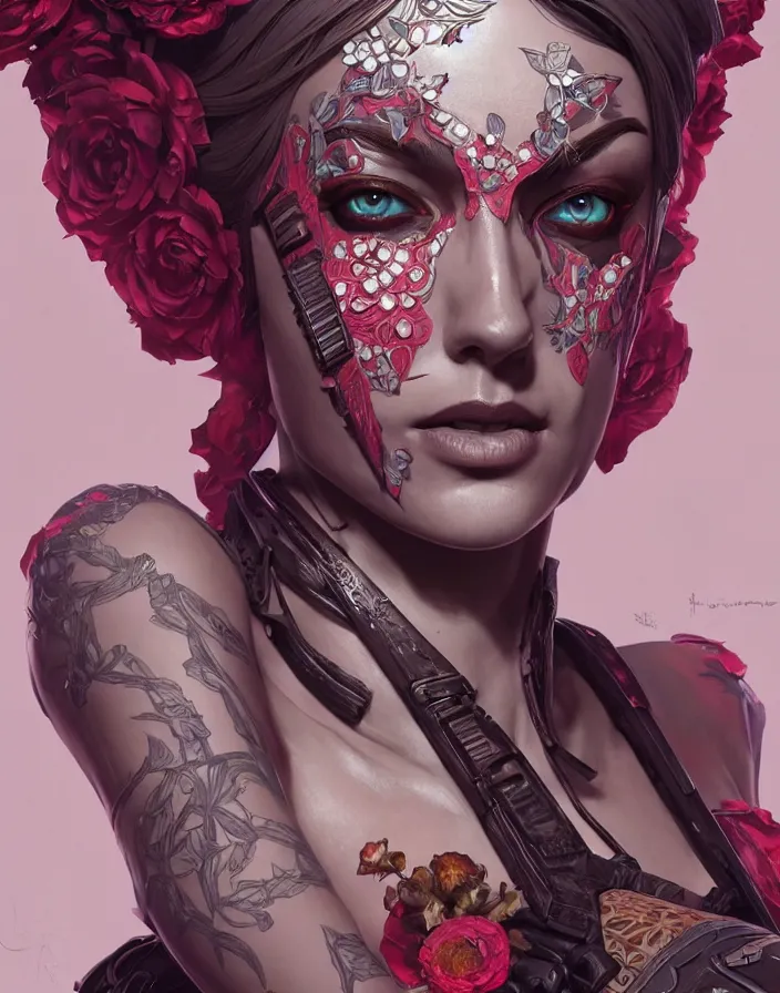 Image similar to symmetry!! portrait of floral! borderlands 3 psycho, intricate, elegant, highly detailed, digital painting, artstation, concept art, smooth, sharp focus, illustration, art by artgerm and greg rutkowski, 8 k