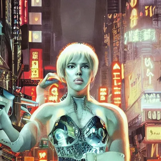 Prompt: scarlett johansson as motoko kuzanagi, photography, portrait, neon lamp, insanely detailed and intricate, hypermaximalist, elegant, ornate, hyper realistic, super detailed, medium shot, annie leibowitz