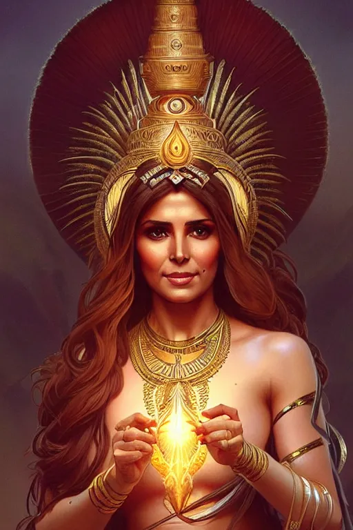 Image similar to cheryl cole as personification of goddess shiva, portrait, highly detailed, digital painting, artstation, concept art, smooth, sharp focus, illustration, cinematic lighting, art by artgerm and greg rutkowski and alphonse mucha