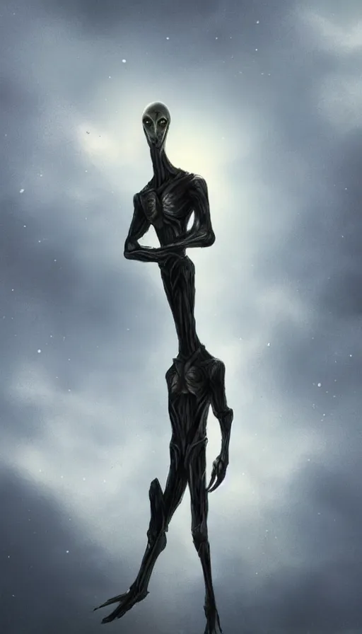 Prompt: Majestic tall alien, sci-fi