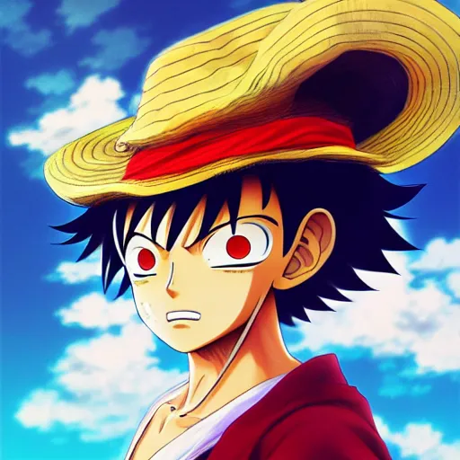 Image similar to anime portrait of Monkey D. Luffy as an anime boy by Stanley Artgerm Lau, WLOP, Rossdraws, James Jean, Andrei Riabovitchev, Marc Simonetti, and Sakimichan, trending on artstation