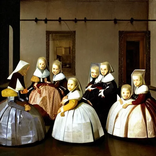 Image similar to Las Meninas by Velazquez made out of gummy candies