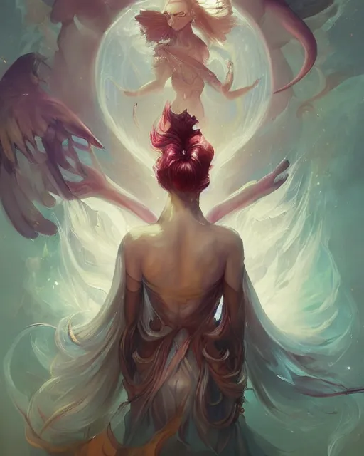 Image similar to portrait of a beautiful supernatural emanation, by pete mohrbacher and artgerm and wlop, digital art, highly detailed, intricate, fantasy, mystical, sharp focus, Trending on Artstation HQ, deviantart, unreal engine 5, 4K UHD image