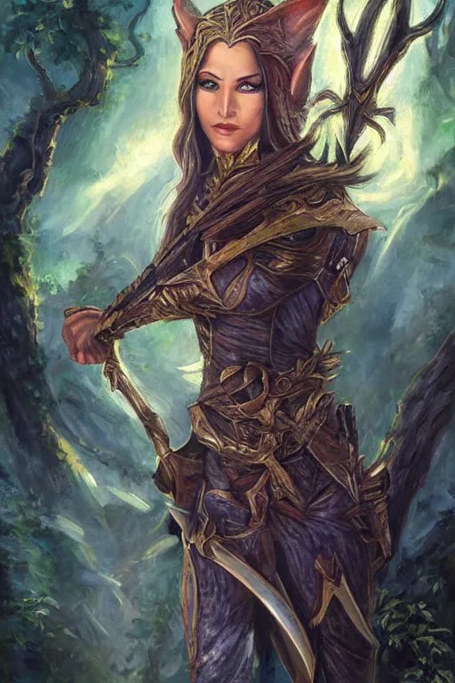 Epic painting of a fierce female elven warrior blessed | Stable ...