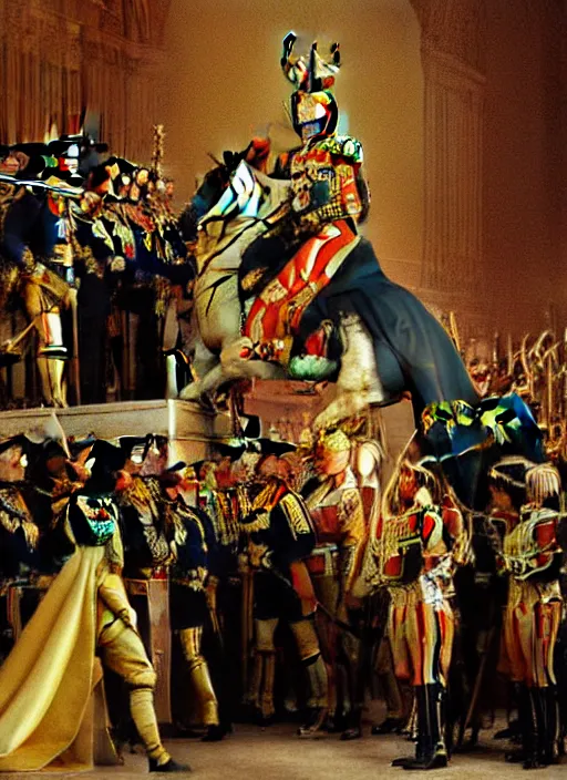 Image similar to the coronation of napoleon painting and sci - fi organic car 3 d realistic render