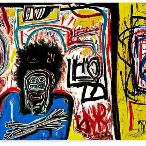 Image similar to God is a homeless man riding the subway by Jean Michel Basquiat