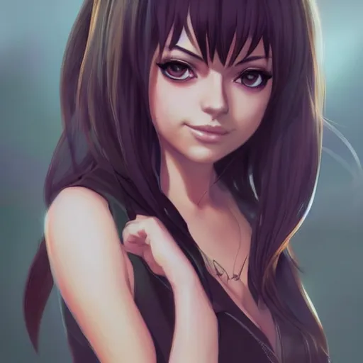 Image similar to mila kunis as an anime character, by charlie bowater, loish, artgerm, krenz cushart, wlop, trending on artstation