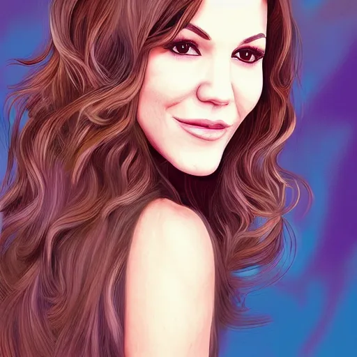 Prompt: an illustration of a katharine mcphee long hair, digital art