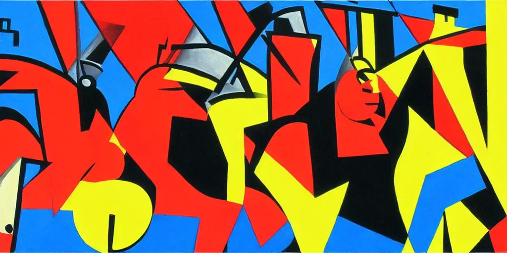 Prompt: A new painting by Fortunato Depero