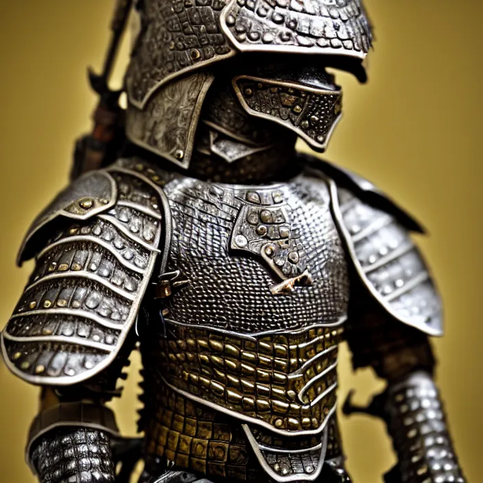 Prompt: photo of a warrior with crocodile themed armour. extremely detailed. dslr. 8 5 mm.