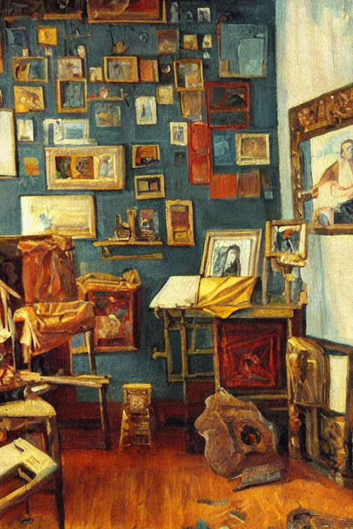 Prompt: oil painting of the room of the nameless painter #fineart
