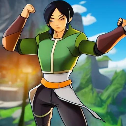 Image similar to toph beifong in fortnite, character render, full body shot, highly detailed, in game render