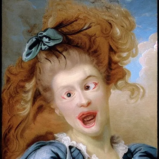 Image similar to helga pataki's teeth, soft rainbow, painting by francois boucher, sad fraggle eyes