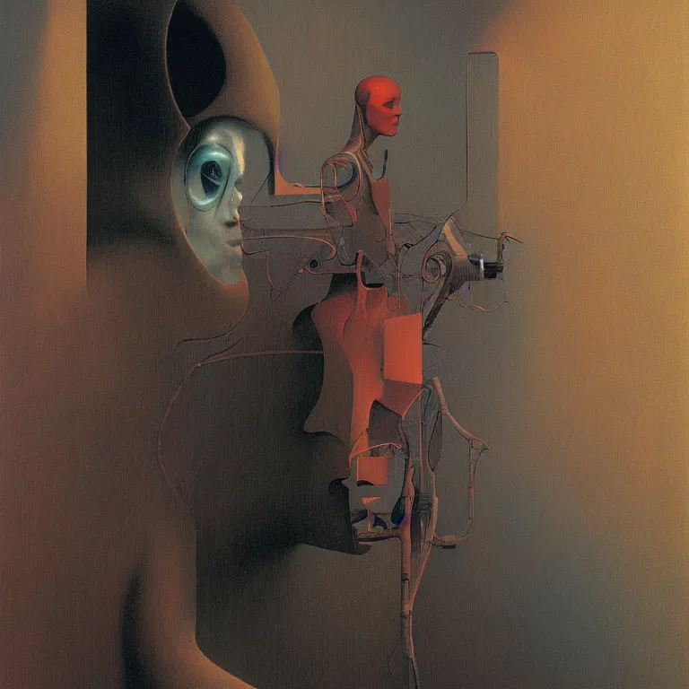 Prompt: portrait of a cyborg, Edward Hopper and James Gilleard, Zdzislaw Beksinski, Steven Outram, highly detailed, Art Nouveau