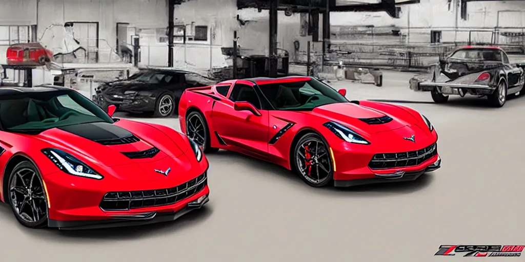 Image similar to chevrolet corvette stingray coupe z 5 1 2 lt, in red and white