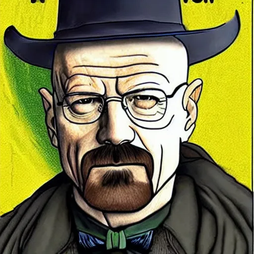 Image similar to tarot card with picture of walter white as heisenberg, photorealistic,