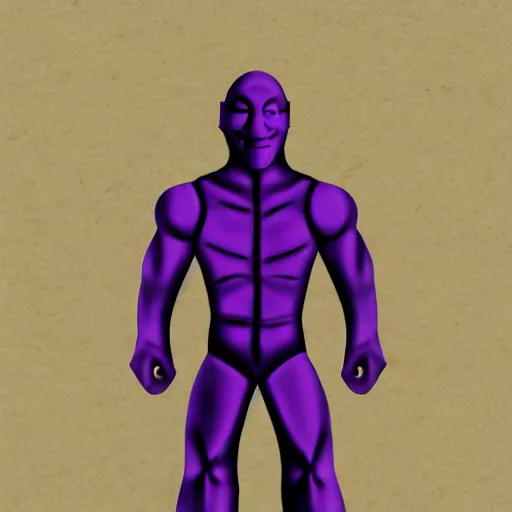 Prompt: the man behind the slaughter, purple guy