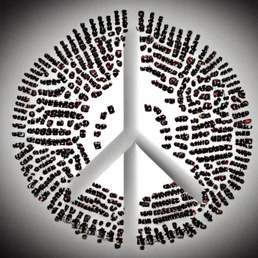 Image similar to peace sign made of bullets, photography, 8 k, highly detailed