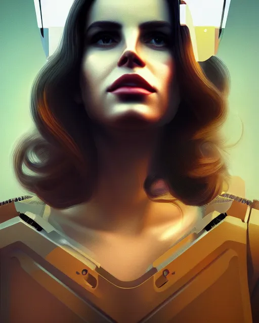 Image similar to portrait of lana del rey as a cyborg. intricate abstract. intricate artwork. by tooth wu, wlop, beeple, dan mumford. octane render, trending on artstation, greg rutkowski very coherent symmetrical artwork. cinematic, hyper realism, high detail, octane render, 8 k, iridescent accents