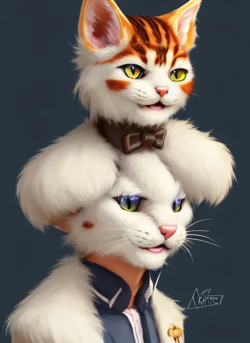 Image similar to character concept art of a anthropomorphic male furry cat | | cute - fine - face, pretty face, key visual, realistic shaded perfect face, fine details by stanley artgerm lau, wlop, rossdraws, james jean, andrei riabovitchev, marc simonetti, and sakimichan, trending on artstation