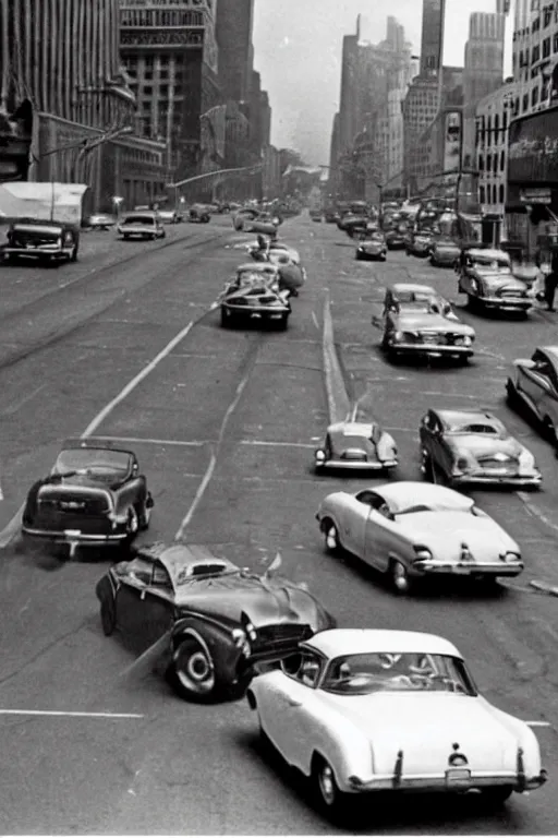 Image similar to a car chase in new york in the 5 0 s