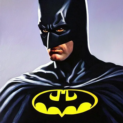 Image similar to Painting of a batman dark knight by Christopher Nolan oil painting