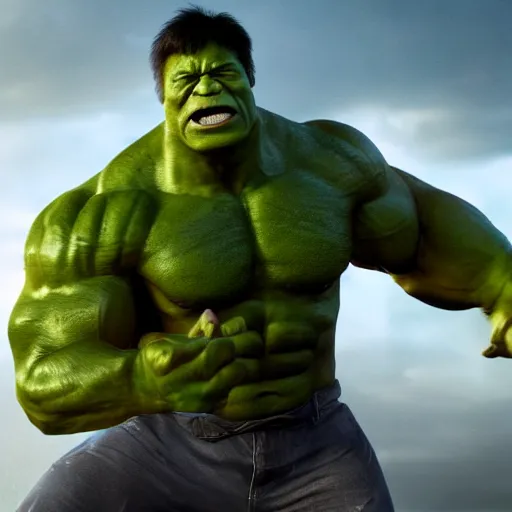 Image similar to dwayne johnson as the hulk by ang lee super realistic octane render 8 k extremely beautiful trending on artstation extremely violent