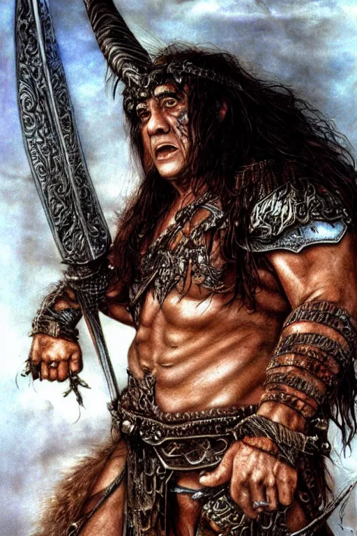 Image similar to danny devito as conan the barbarian by luis royo