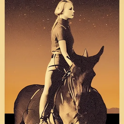 Image similar to woman on horse collage by jesse treece