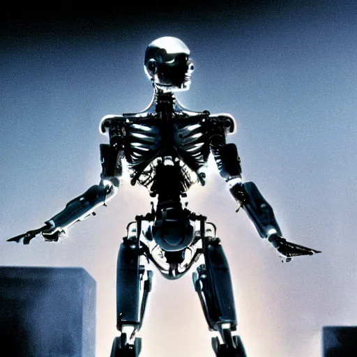 Image similar to movie still of a cool cyborg, cinematic composition, cinematic light, by john carpenter