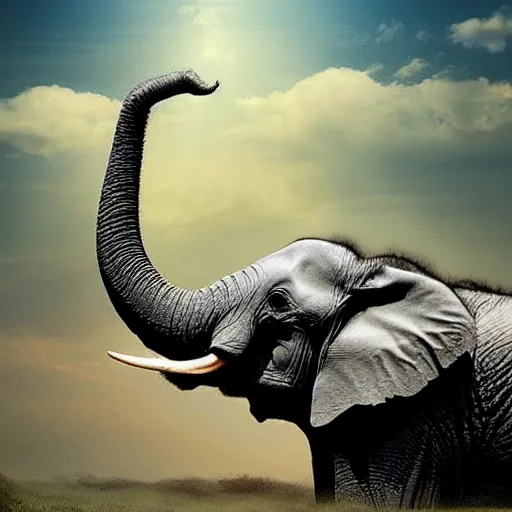 Image similar to an elephant's dream, dreamlike, fantasy,