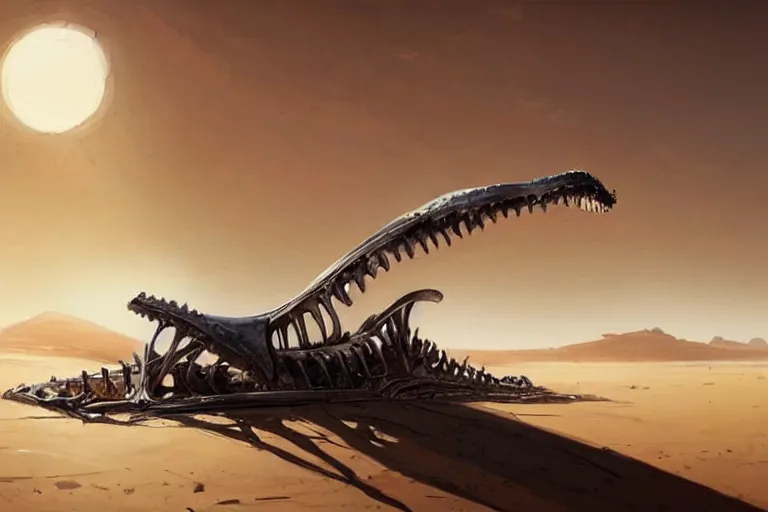 Prompt: whale skeleton on a desert, by greg rutkowski, trending on artstation, masterpiece