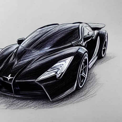 Image similar to ballpoint pen drawing of the batmobile