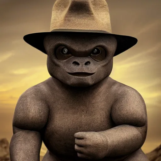 Prompt: a stunning photograph of a geodude wearing a fedora, 8 k hd, incredibly detailed