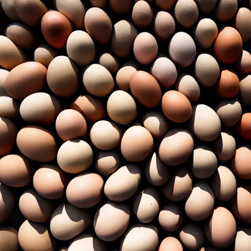 Image similar to several hundred eggs stacked into shapes