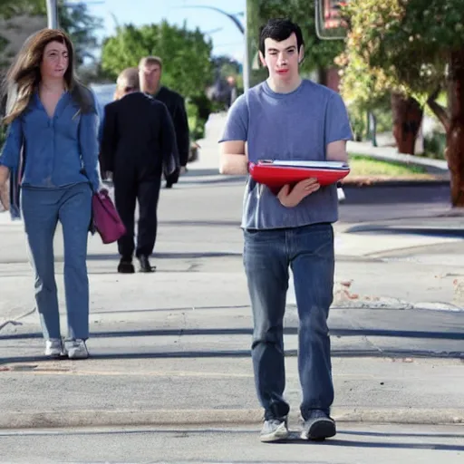 Prompt: nathan fielder walking around hell!!!!!! with a clipboard painted by lorenzo de'medici