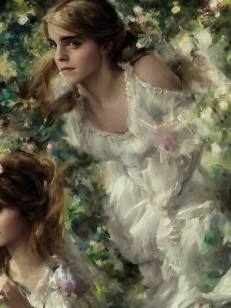 Prompt: close up of emma watson in alice in wonderland, cinematographic shot, by vladimir volegov and alexander averin and delphin enjolras and daniel f. gerhartz